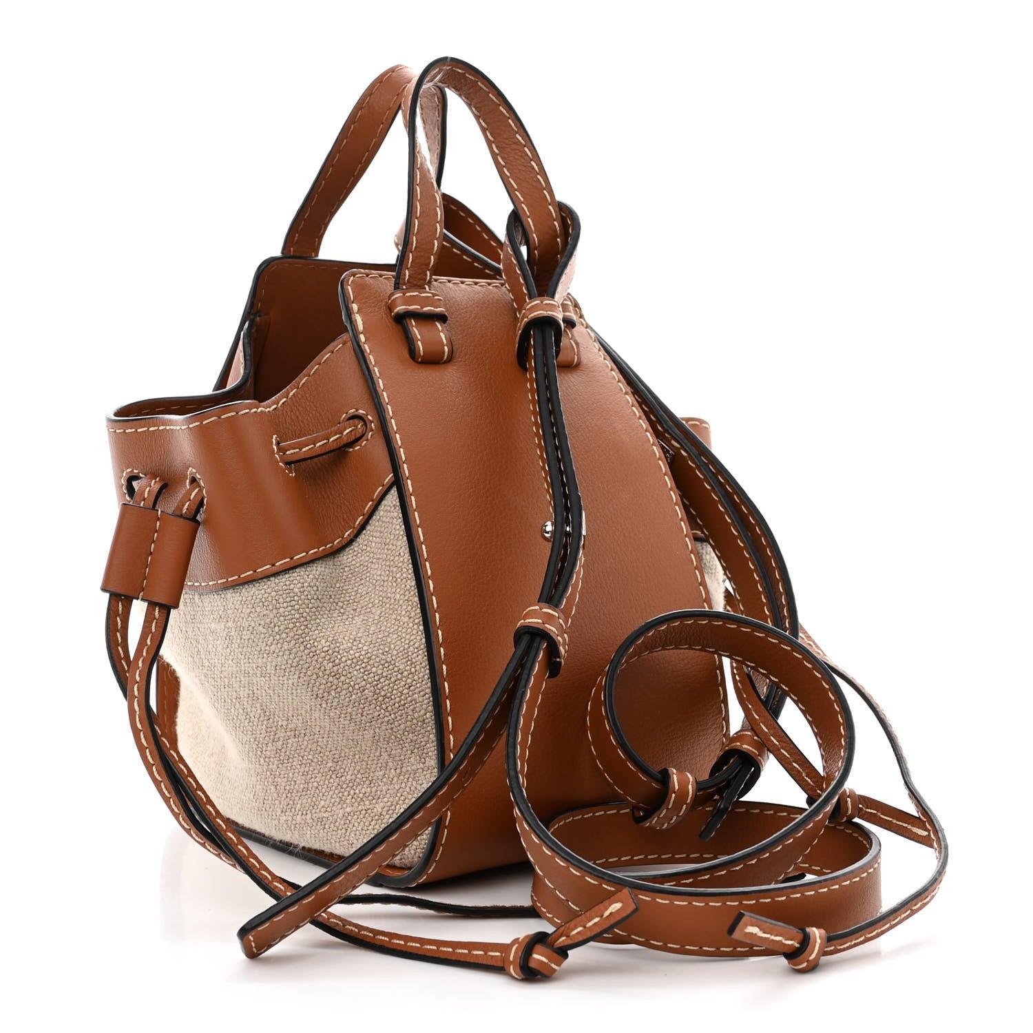 Loewe Calfskin Canvas Mini Hammock Shoulder Bag Natural Tan 3 of 10