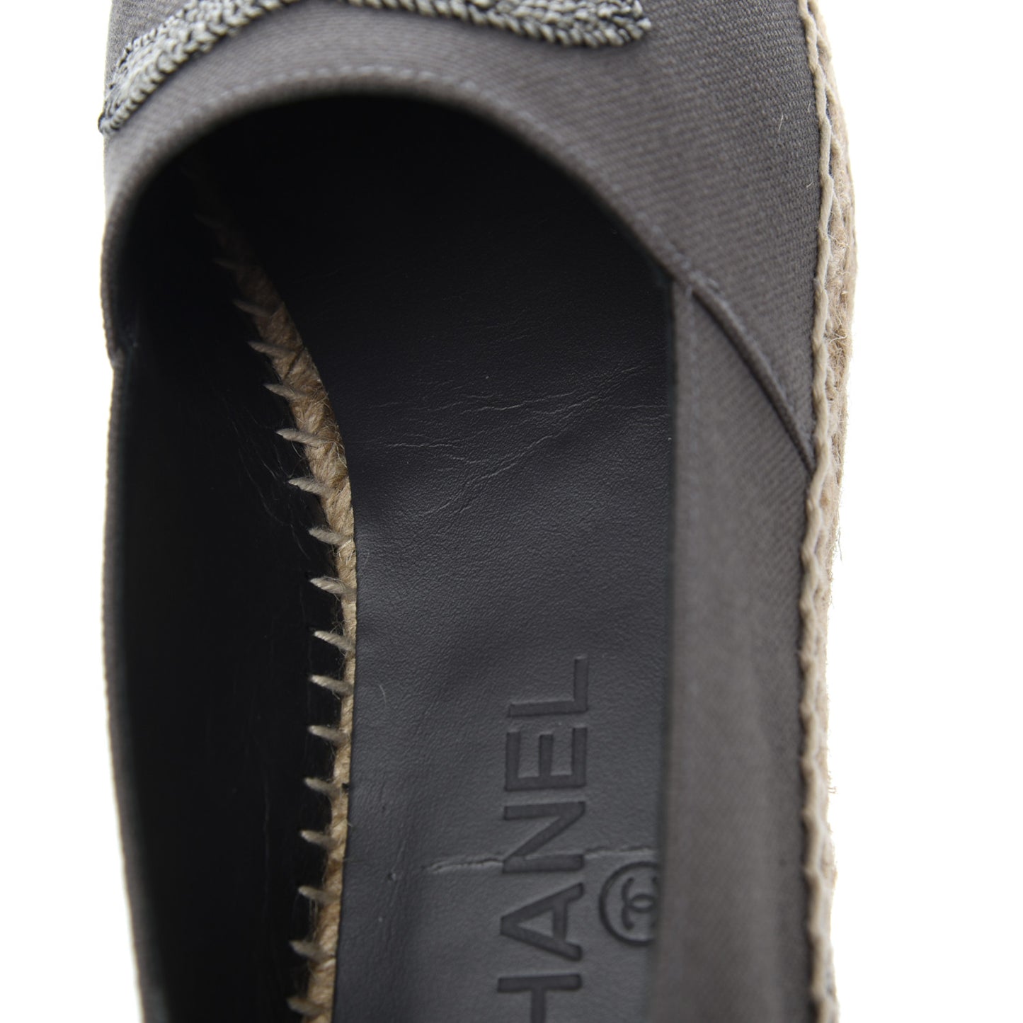 Canvas Grosgrain CC Espadrilles 39 Grey Black