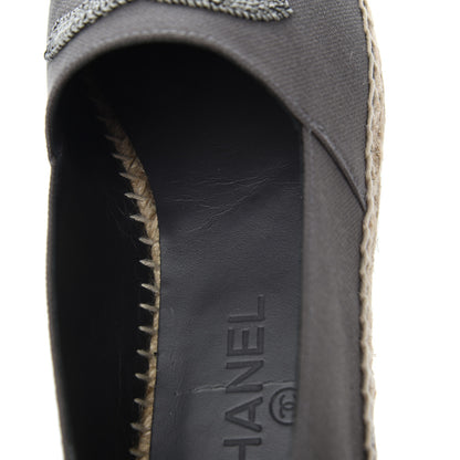 Chanel Canvas Grosgrain CC Espadrilles 39 Grey Black 11 of 12