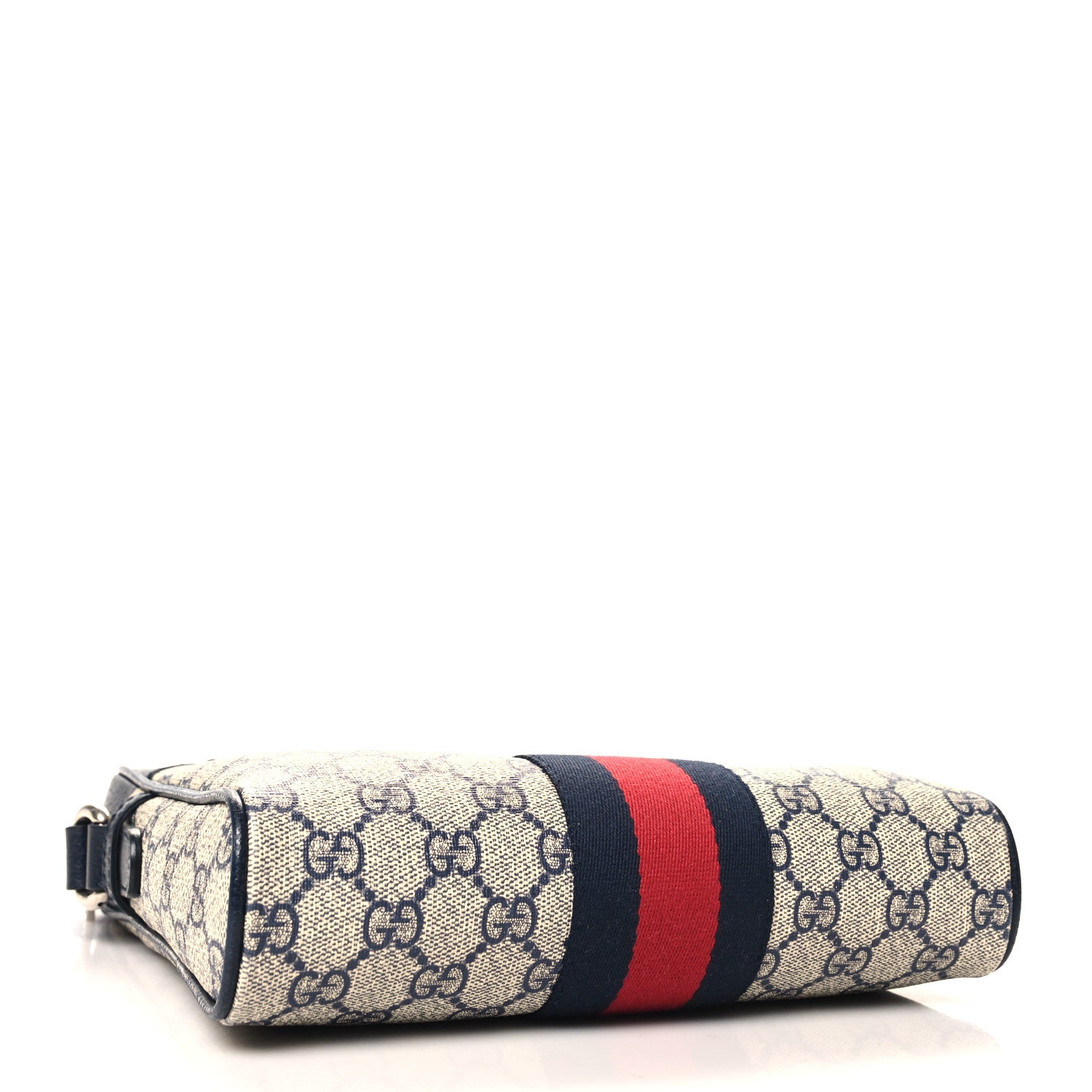 Gucci GG Supreme Monogram Textured Dollar Calfskin Web Small Ophidia Messenger Bag Beige Blue 4 of 10