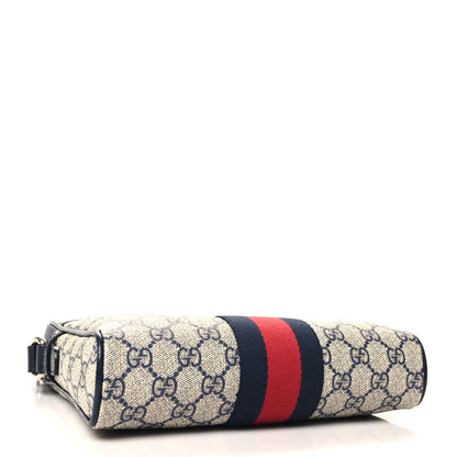 Gucci GG Supreme Monogram Textured Dollar Calfskin Web Small Ophidia Messenger Bag Beige Blue 4 of 10