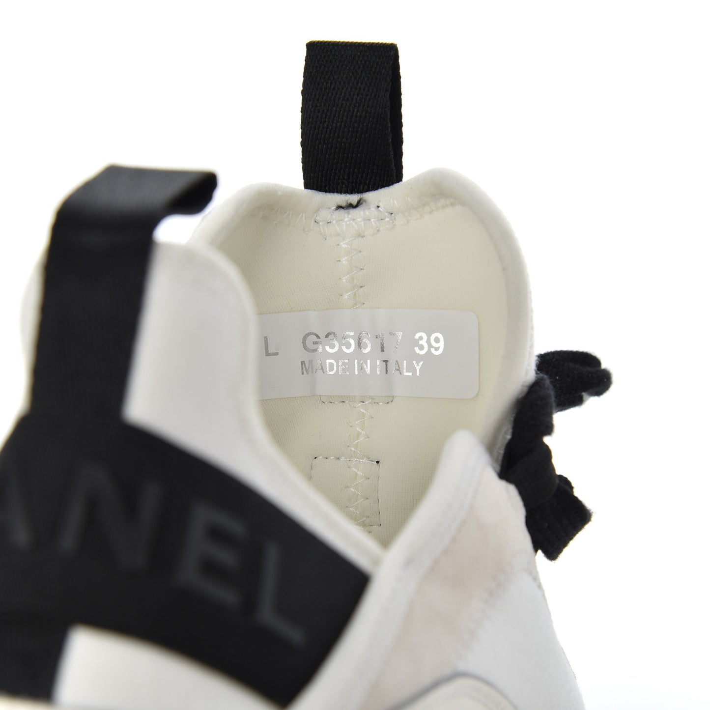 Velvet Calfskin Mixed Fibers CC Sneakers 39 Ivory Black
