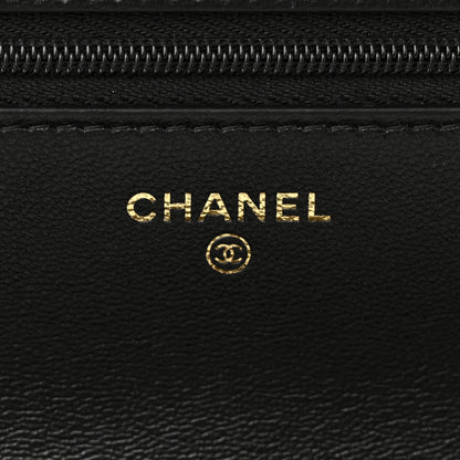 Chanel Shiny Lambskin Quilted Enamel Wallet On Chain WOC Black 6 of 12