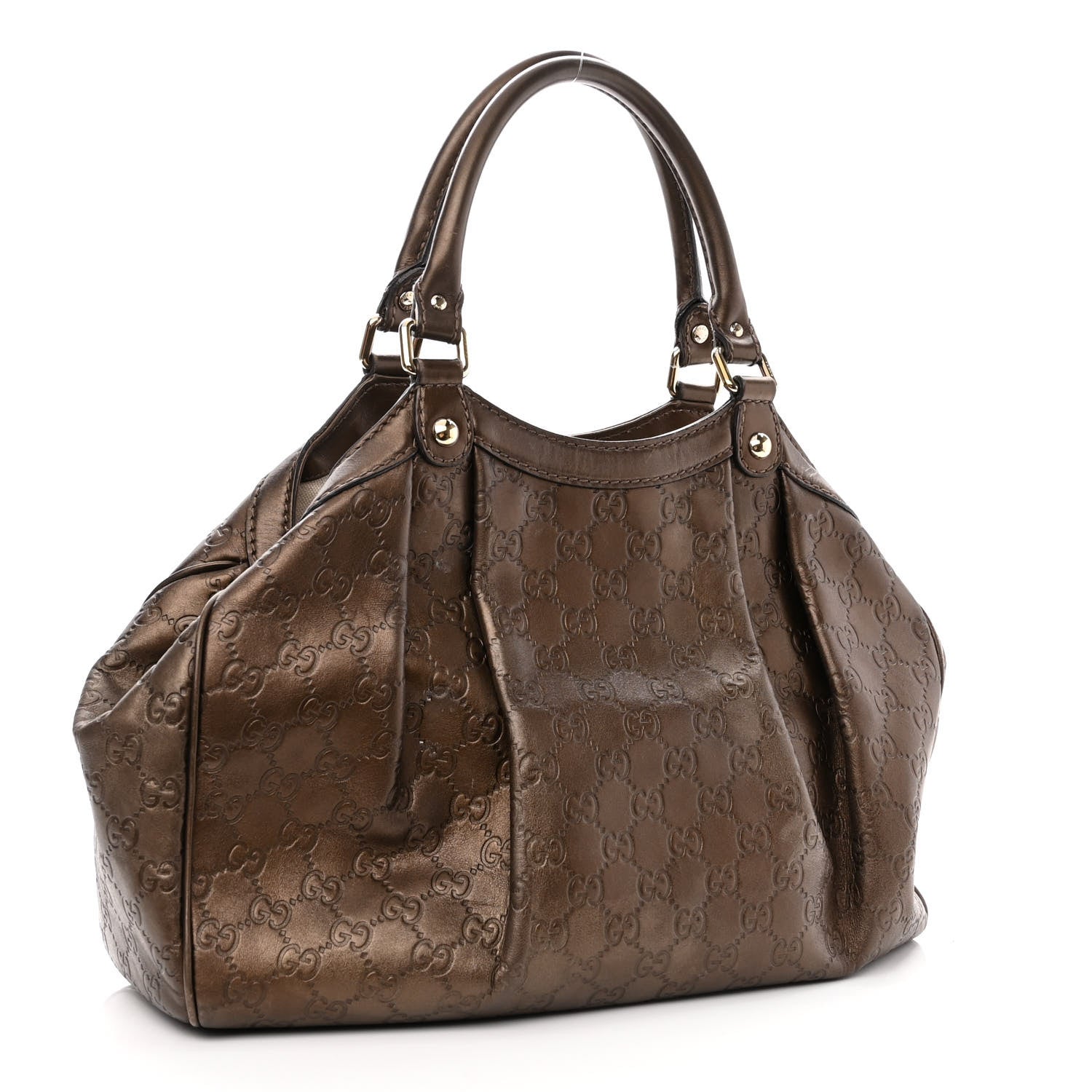 Gucci Metallic Guccissima Medium Sukey Tote Bronze 3 of 14