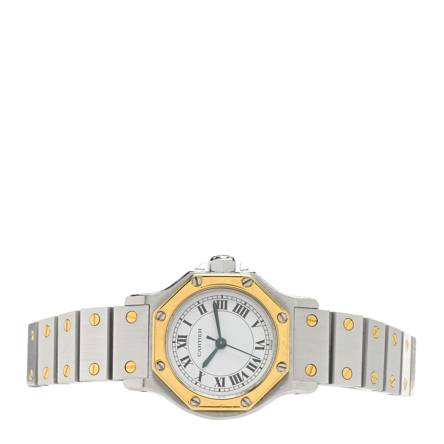 Stainless Steel 18K Yellow Gold 25mm Santos Octagon Automatic Watch