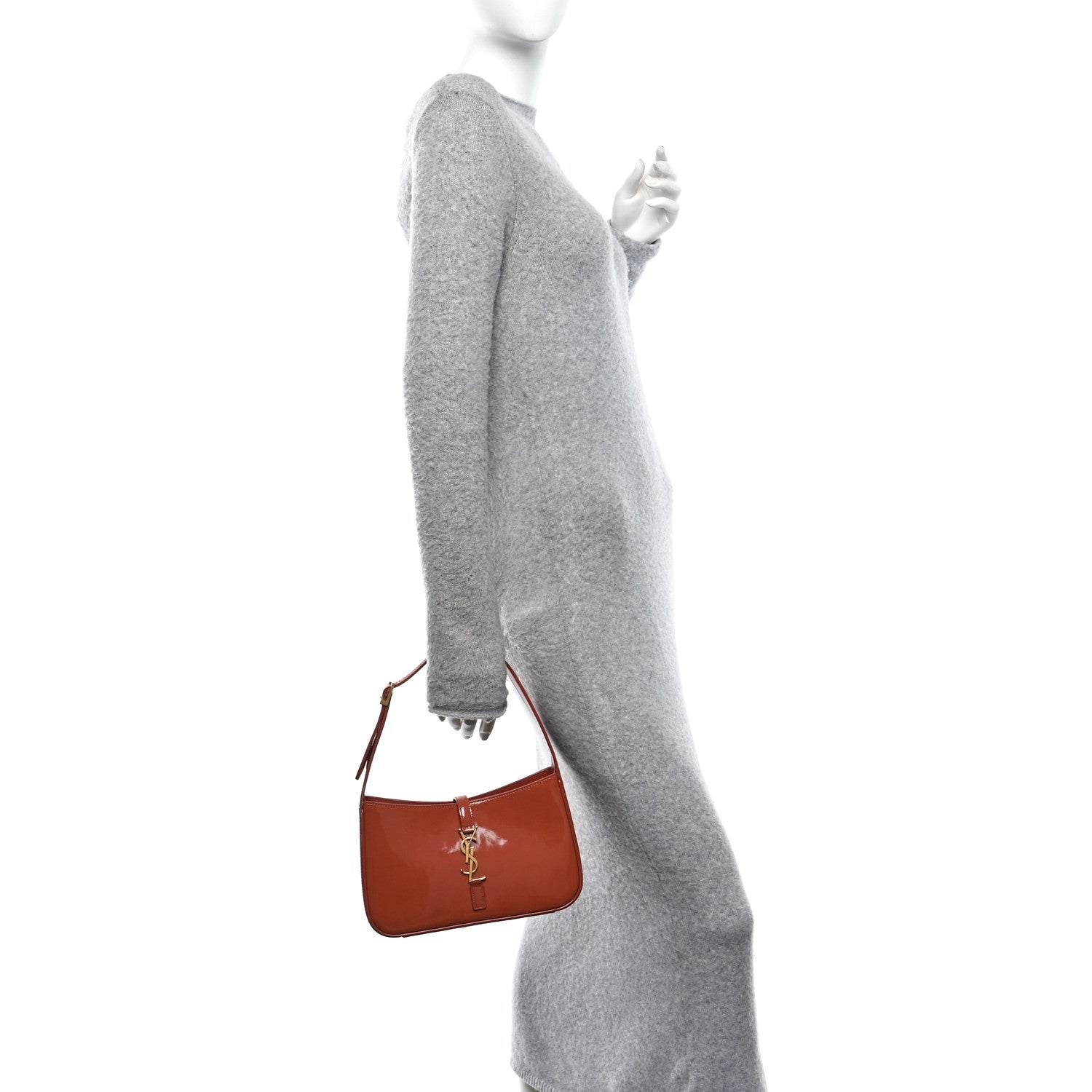 Saint Laurent Patent Le 5 A 7 Hobo Mild Rose 2 of 10