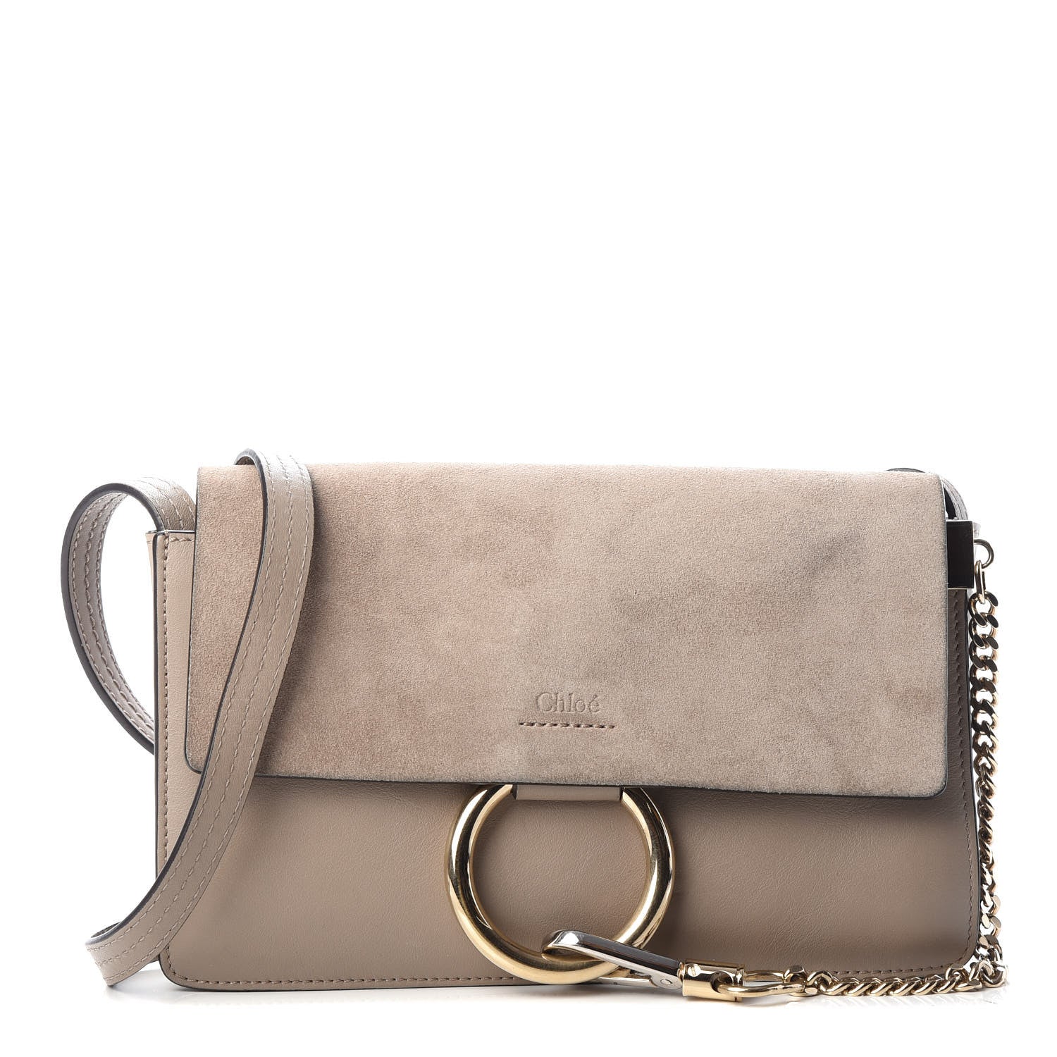 Chloe Suede Calfskin Small Faye Shoulder Bag Motty Grey 1 of 11