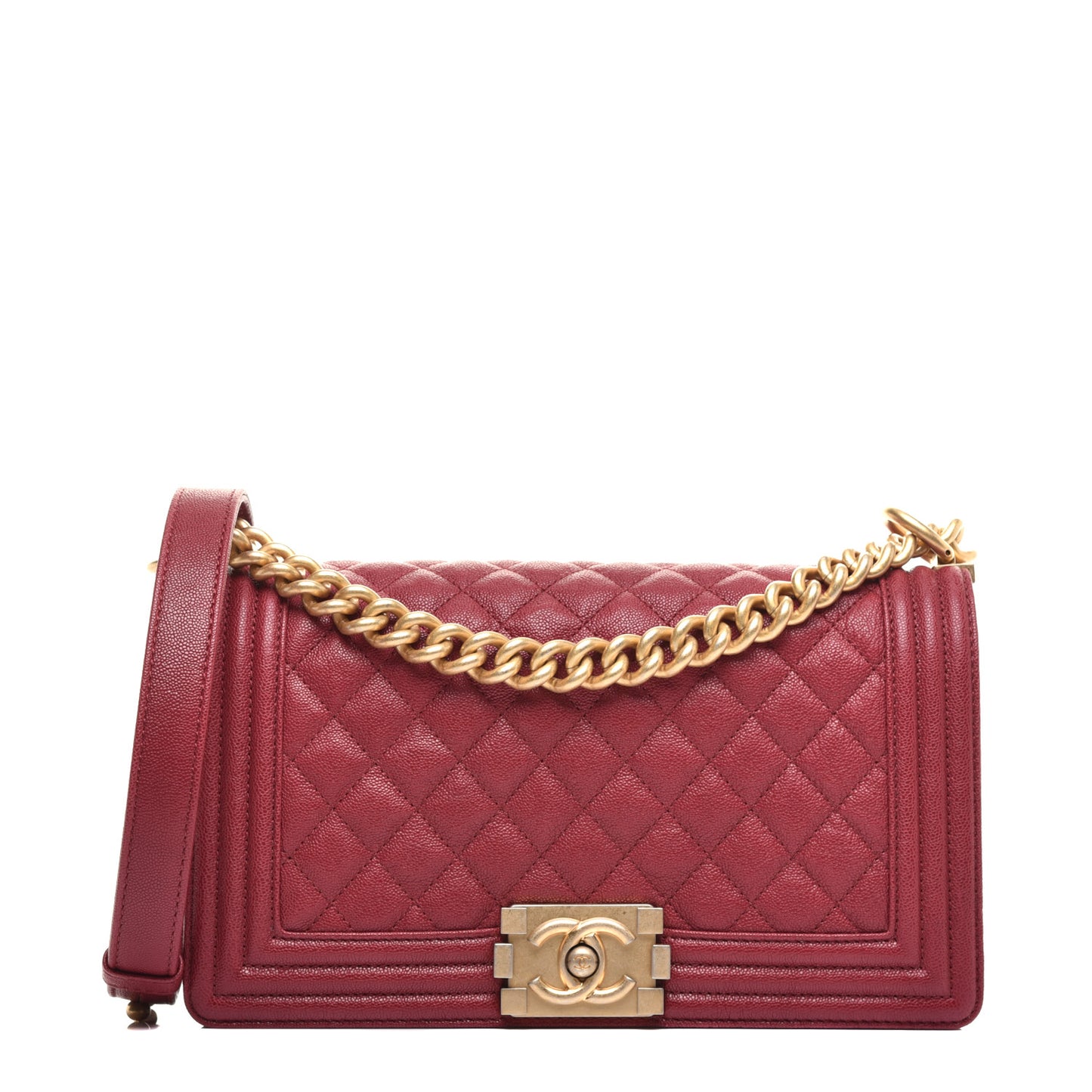 Caviar Quilted Medium Boy Flap Red
