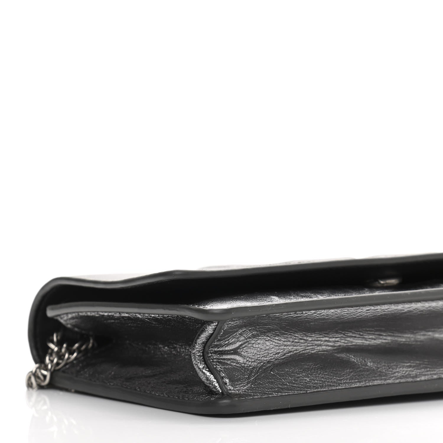 Givenchy Metallic Lambskin Logo Chain Wallet Silver 8 of 10