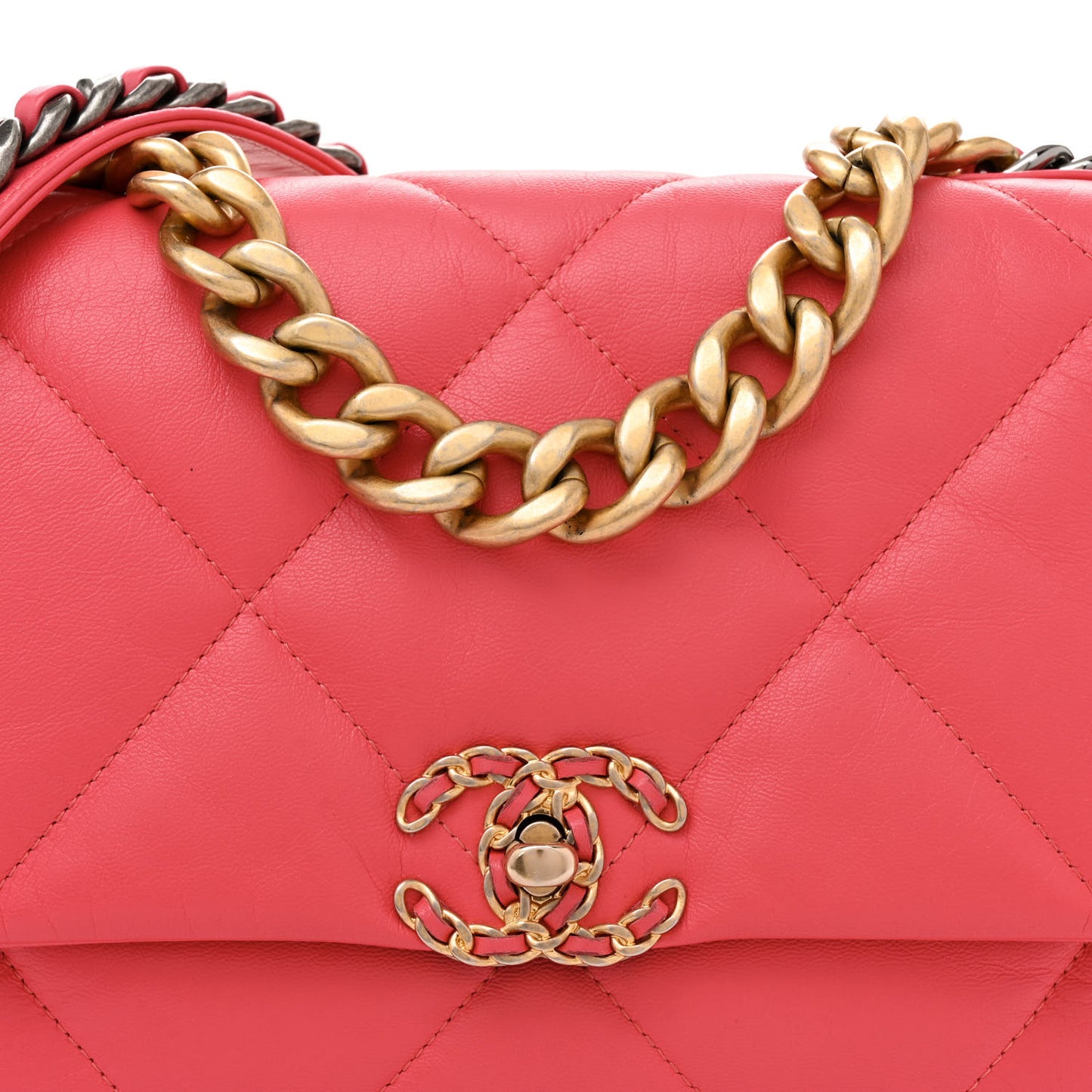 Goatskin Quilted Large Chanel 19 Flap Pink