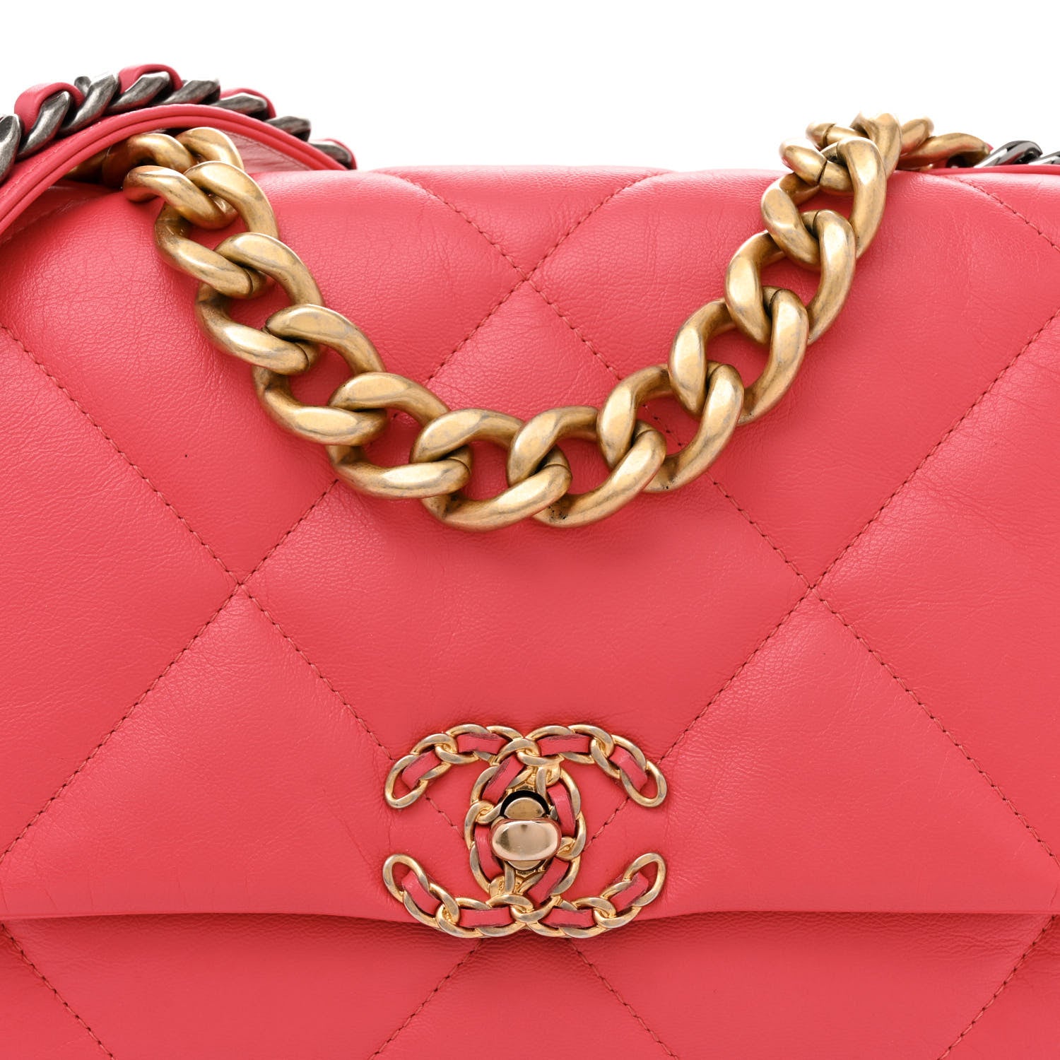 Chanel Goatskin Quilted Large Chanel 19 Flap Pink 8 of 11