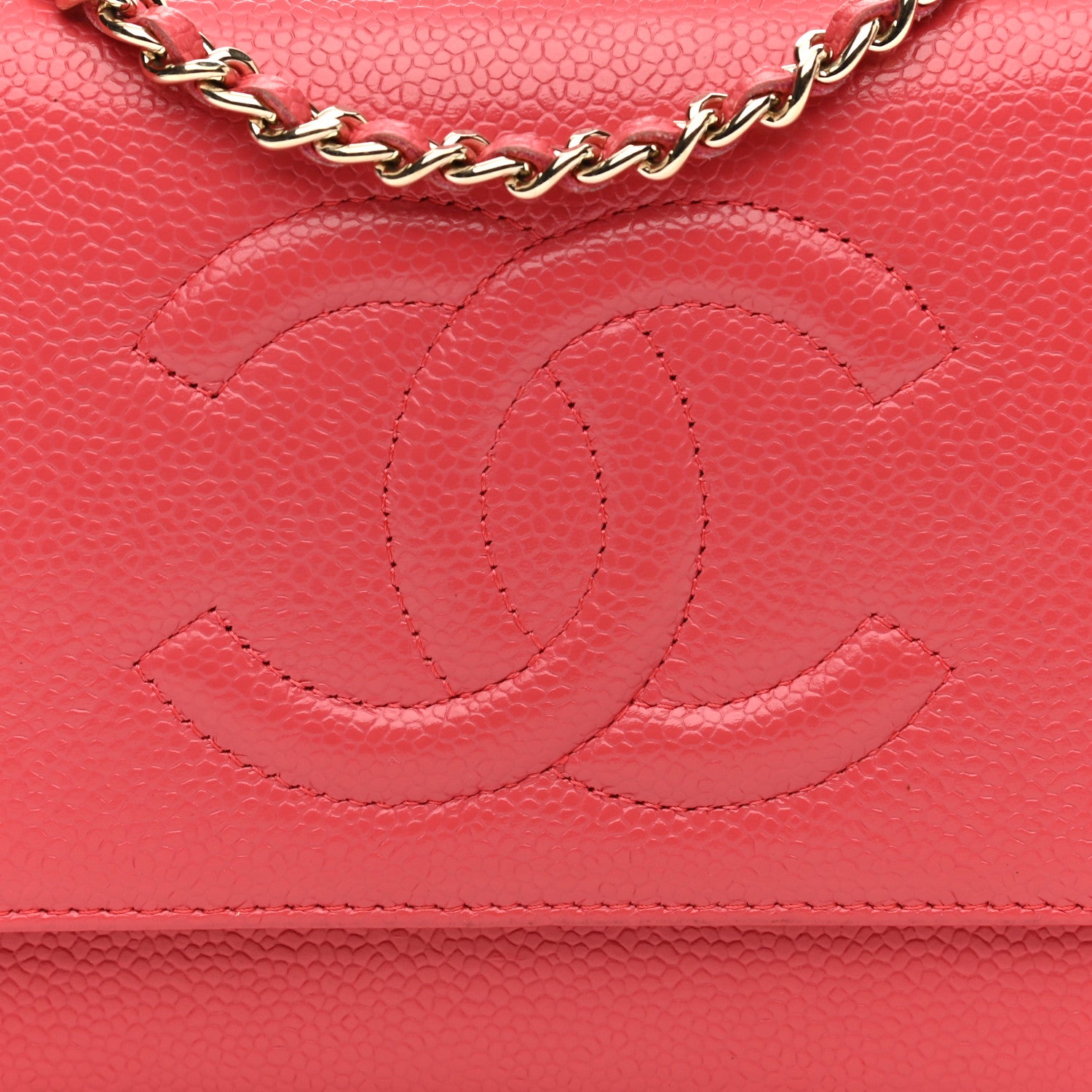 Chanel Caviar Timeless CC Wallet On Chain WOC Dark Pink 8 of 8