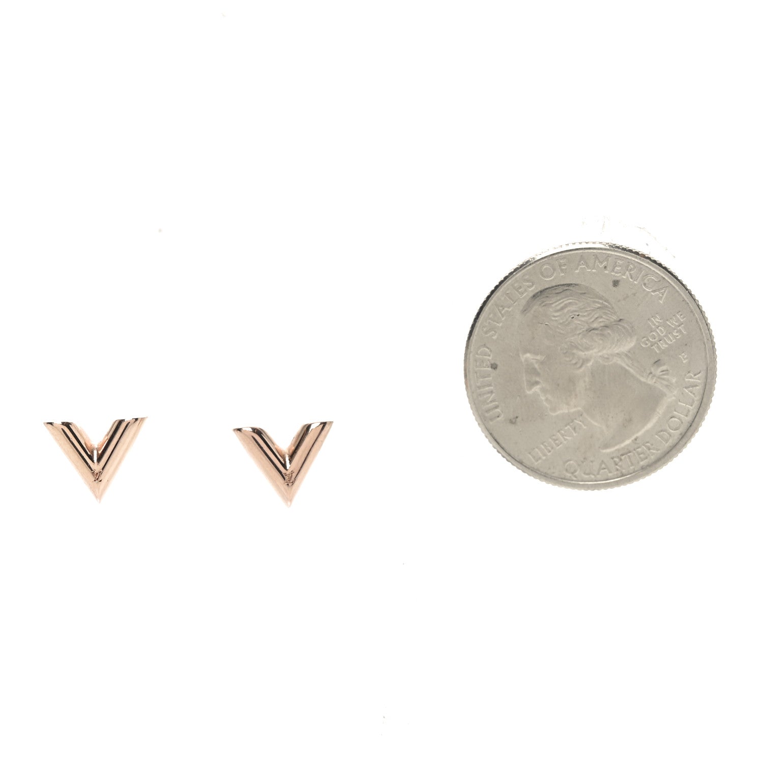 Louis Vuitton Brass Essential V Stud Earrings Rose Gold 2 of 4