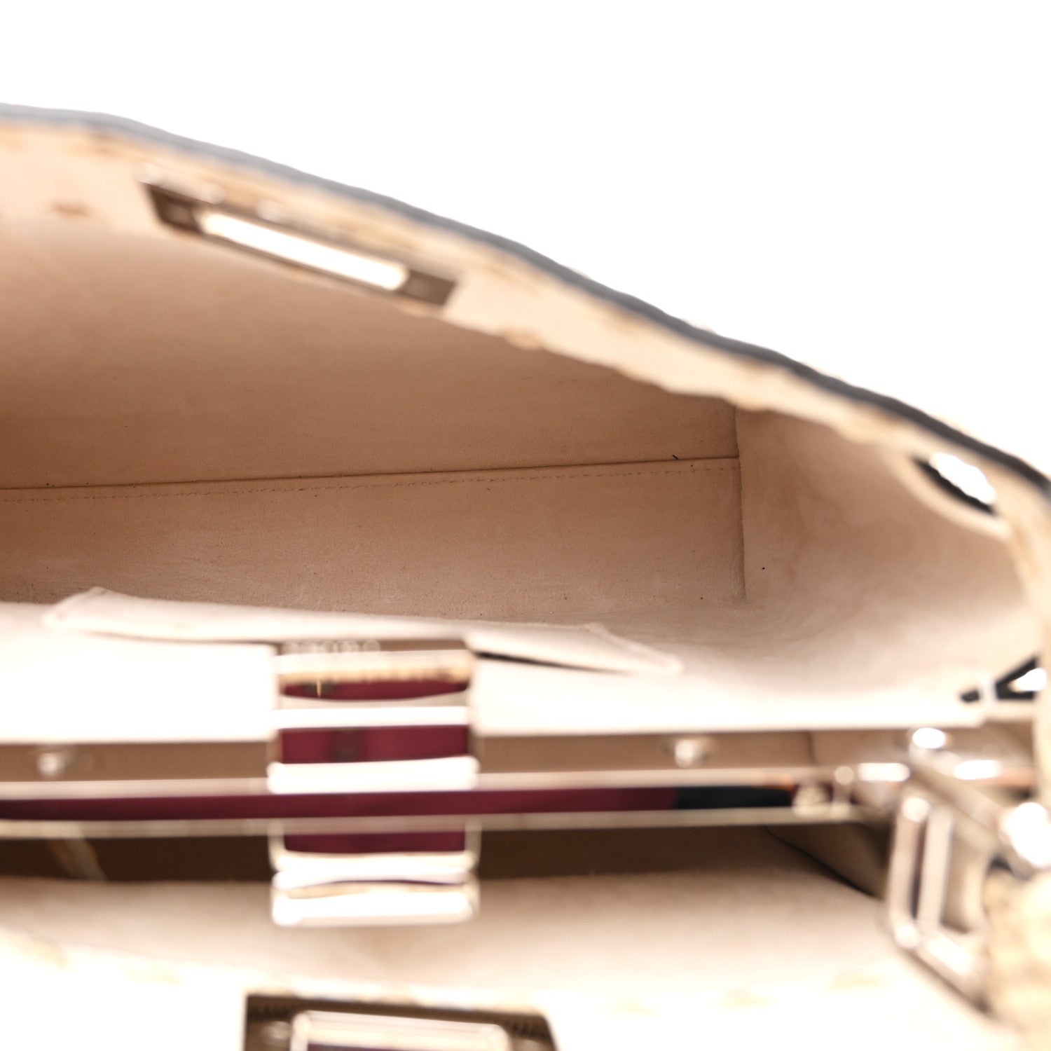 Fendi Cuoio Romano Snakeskin Selleria Mini Peekaboo Iconic Satchel White Stone 6 of 13