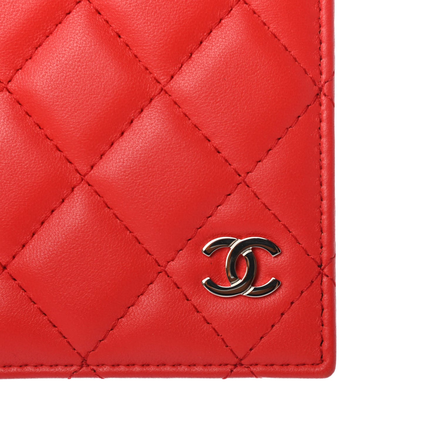 Lambskin Quilted Passport Holder Red
