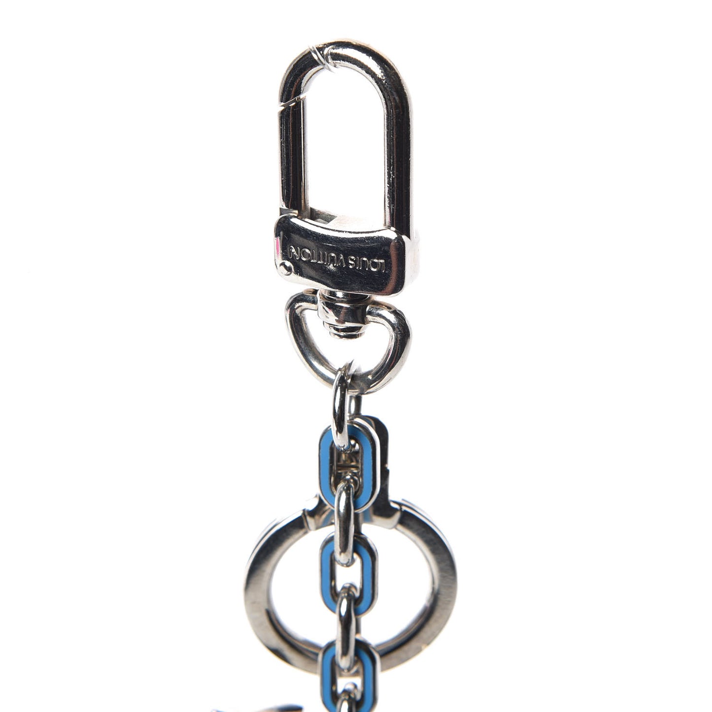 LV Initials Key Holder Blue Galactic