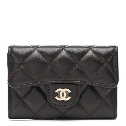Chanel Lambskin Quilted Flap Card Holder Wallet Dark Brown 1 of 8