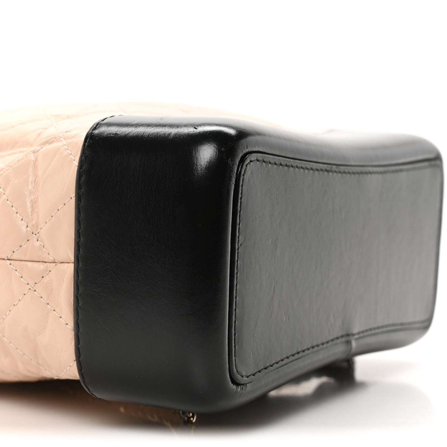 Aged Calfskin Quilted Small Gabrielle Backpack Beige Black