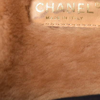 Chanel Shearling Suede Quilted Fur Flap Metallic Bronze 7 of 10