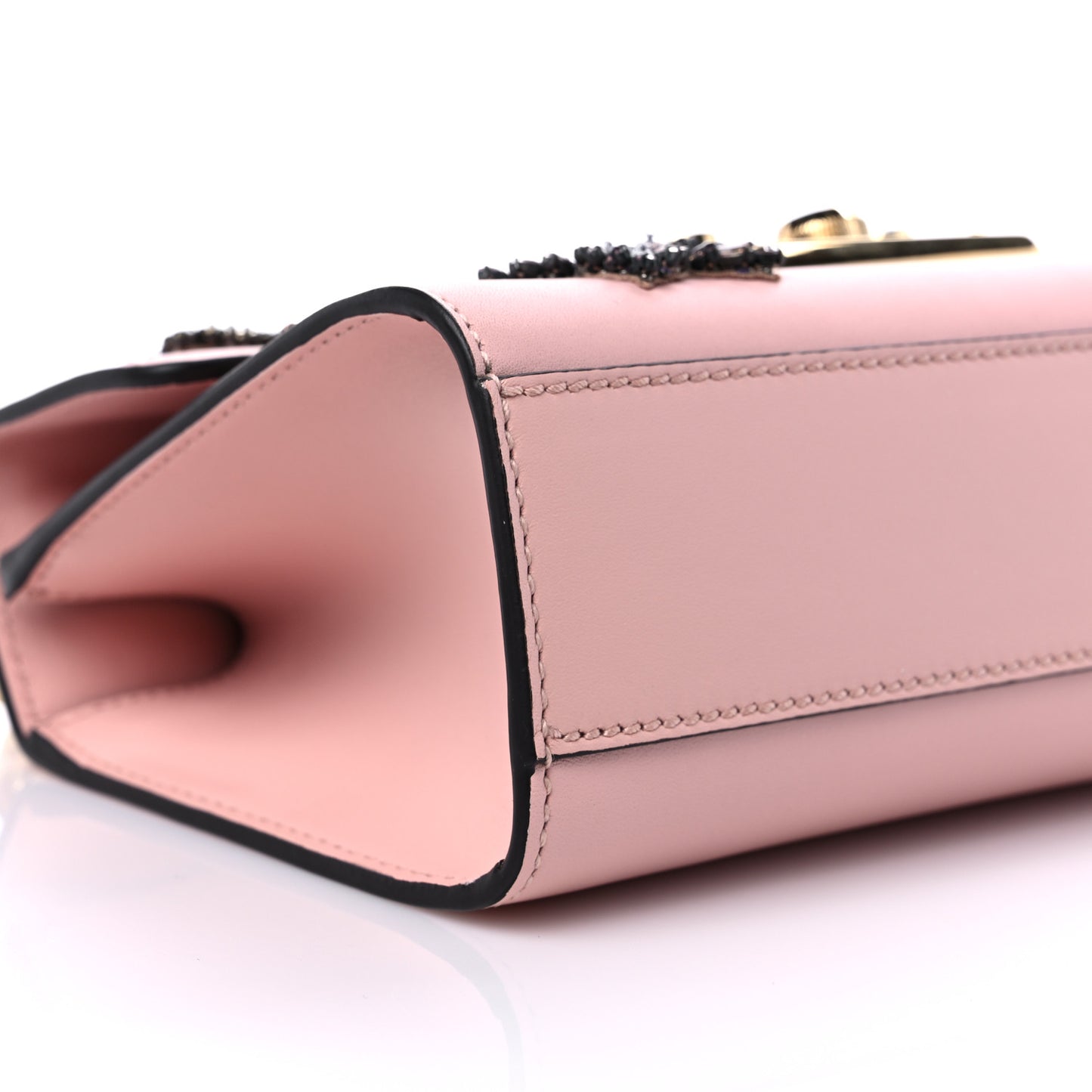 Calfskin Crystal Star Embroidered Small Padlock Shoulder Bag Perfect Pink Multicolor