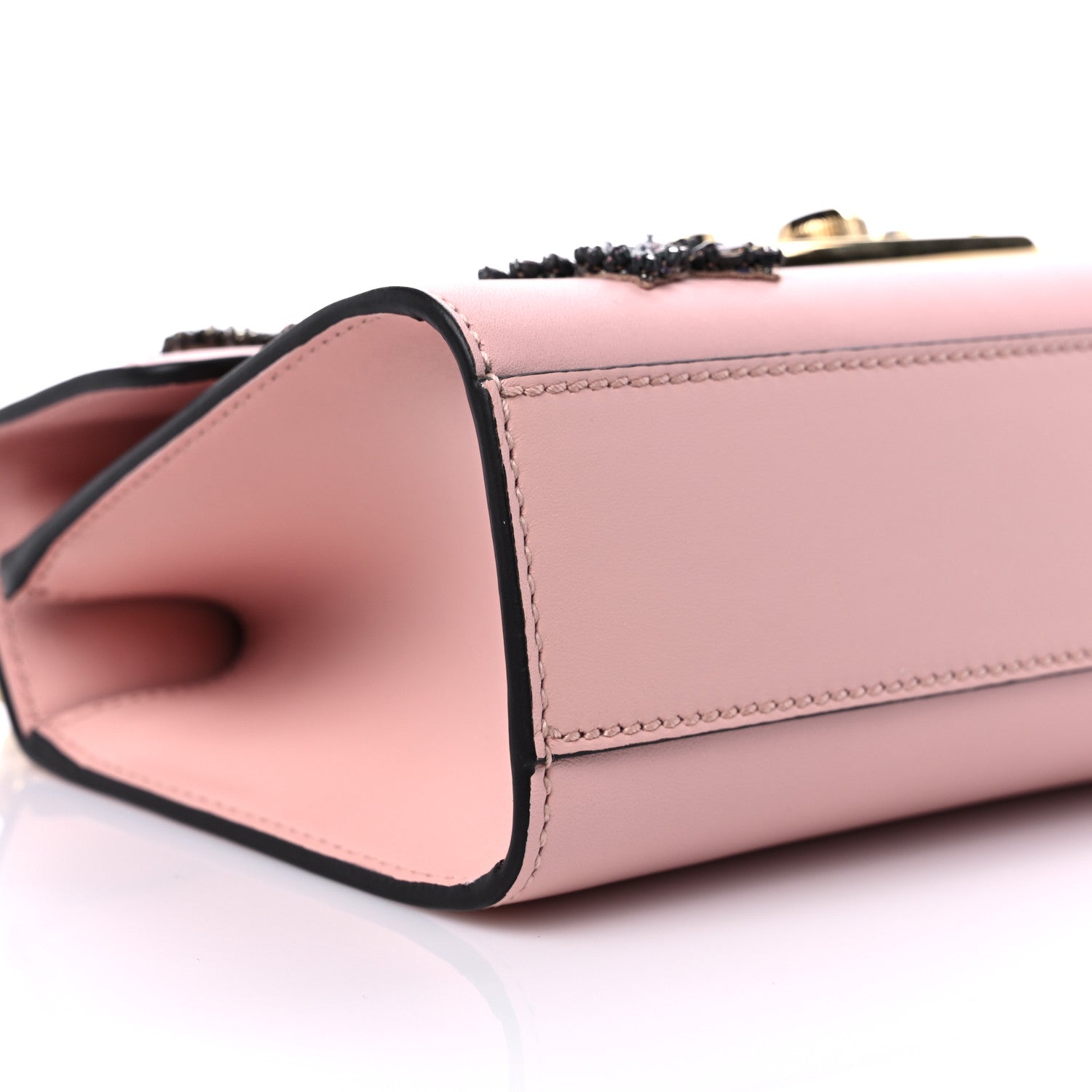 Gucci Calfskin Crystal Star Embroidered Small Padlock Shoulder Bag Perfect Pink Multicolor 9 of 10