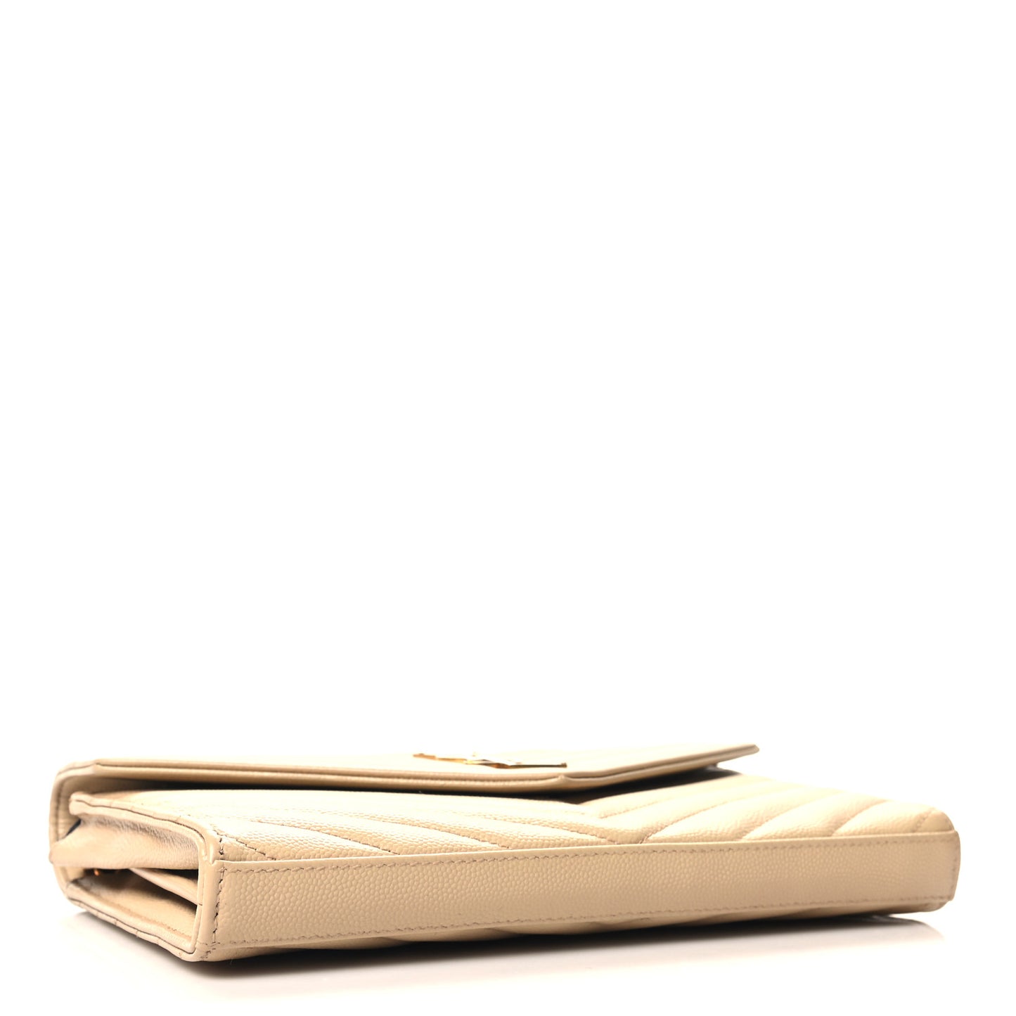 Grain De Poudre Matelasse Chevron Monogram Chain Wallet Dark Beige