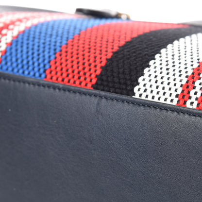 Celine Smooth Calfskin Striped Canvas Micro Luggage Navy Blue 9 of 11