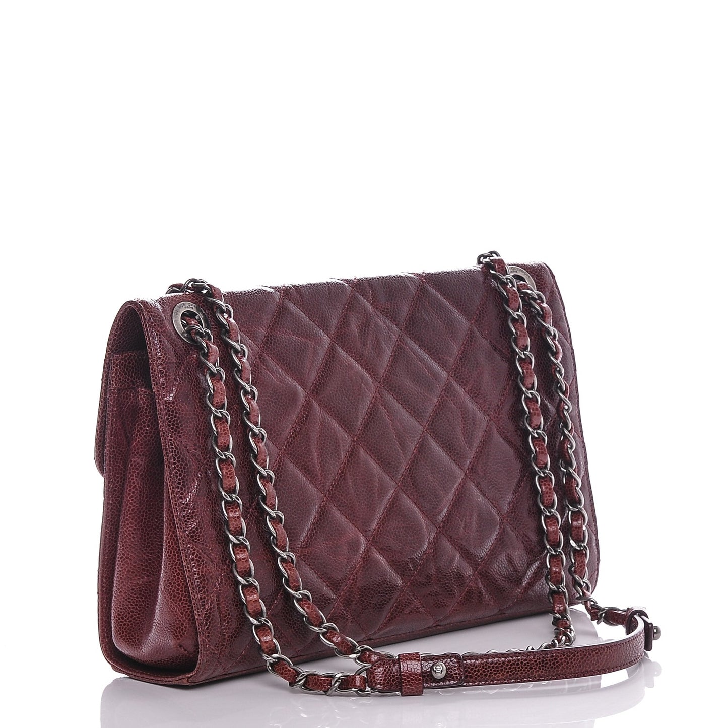 Crumpled Grained Calfskin Medium CC Crave Flap Bordeaux