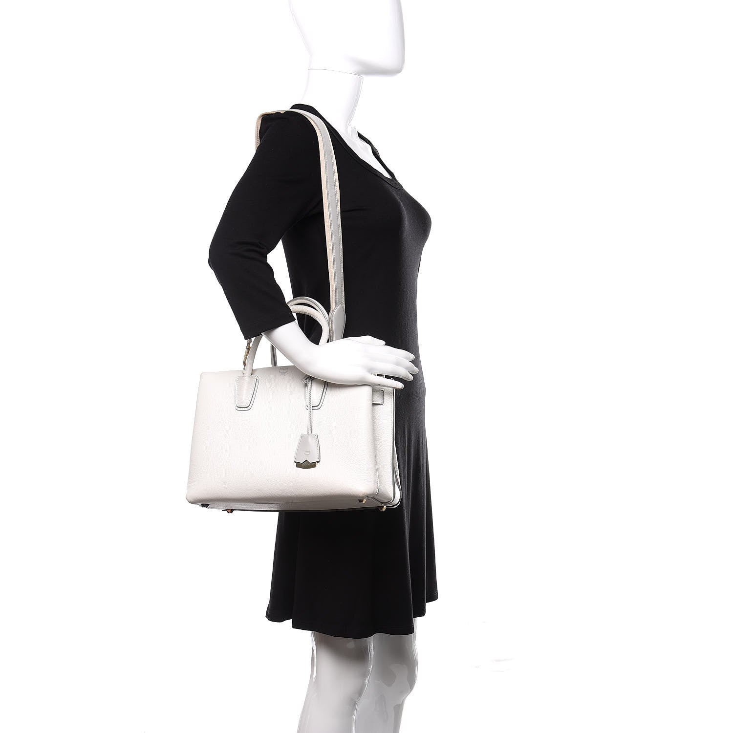 MCM Grained Calfskin Medium Milla Tote White 2 of 17