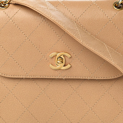 Chanel Caviar Stitched Flap Shoulder Bag Beige 13 of 13