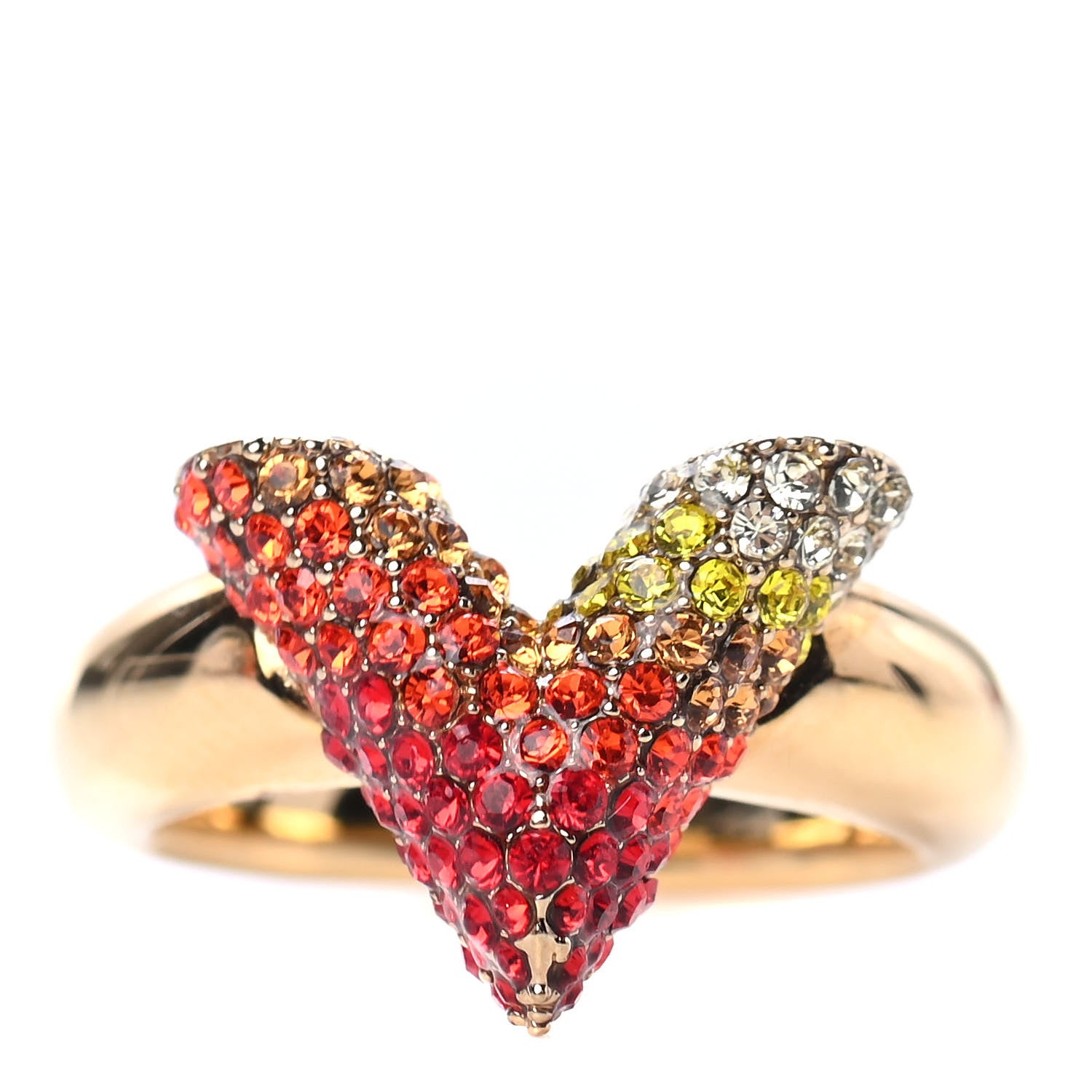 Louis Vuitton Crystal Essential V Strass Ring M 6.25 Multicolor Gold 1 of 5