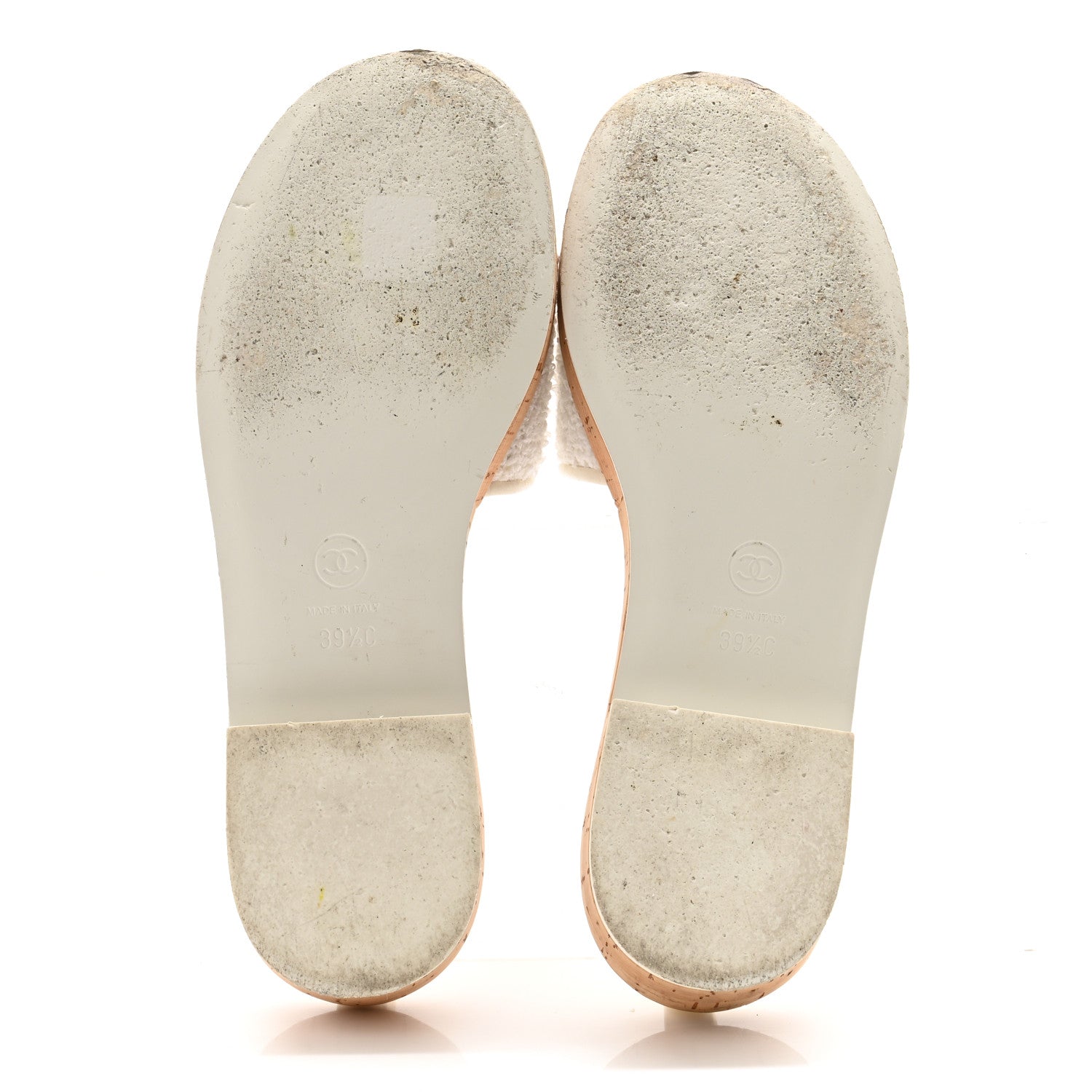 Chanel Tweed Cork CC Chain Mule Sandal 39.5 White 5 of 13