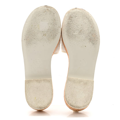 Chanel Tweed Cork CC Chain Mule Sandal 39.5 White 5 of 13