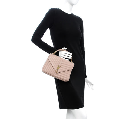 Saint Laurent Sheepskin Matelasse Chevron Monogram Medium College Bag Fard 3 of 10