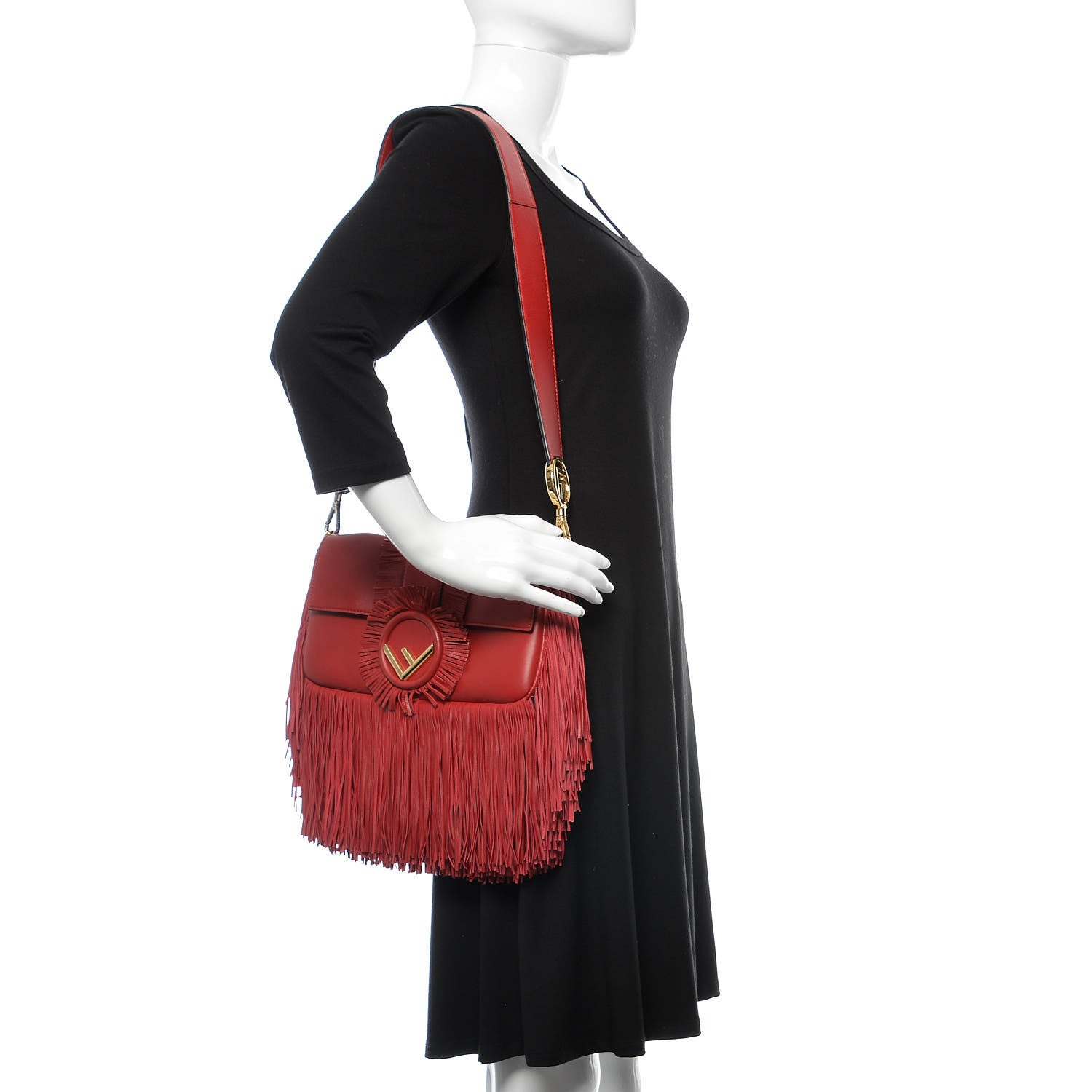 Fendi Nappa F is Fringe Baguette Fragola 2 of 7