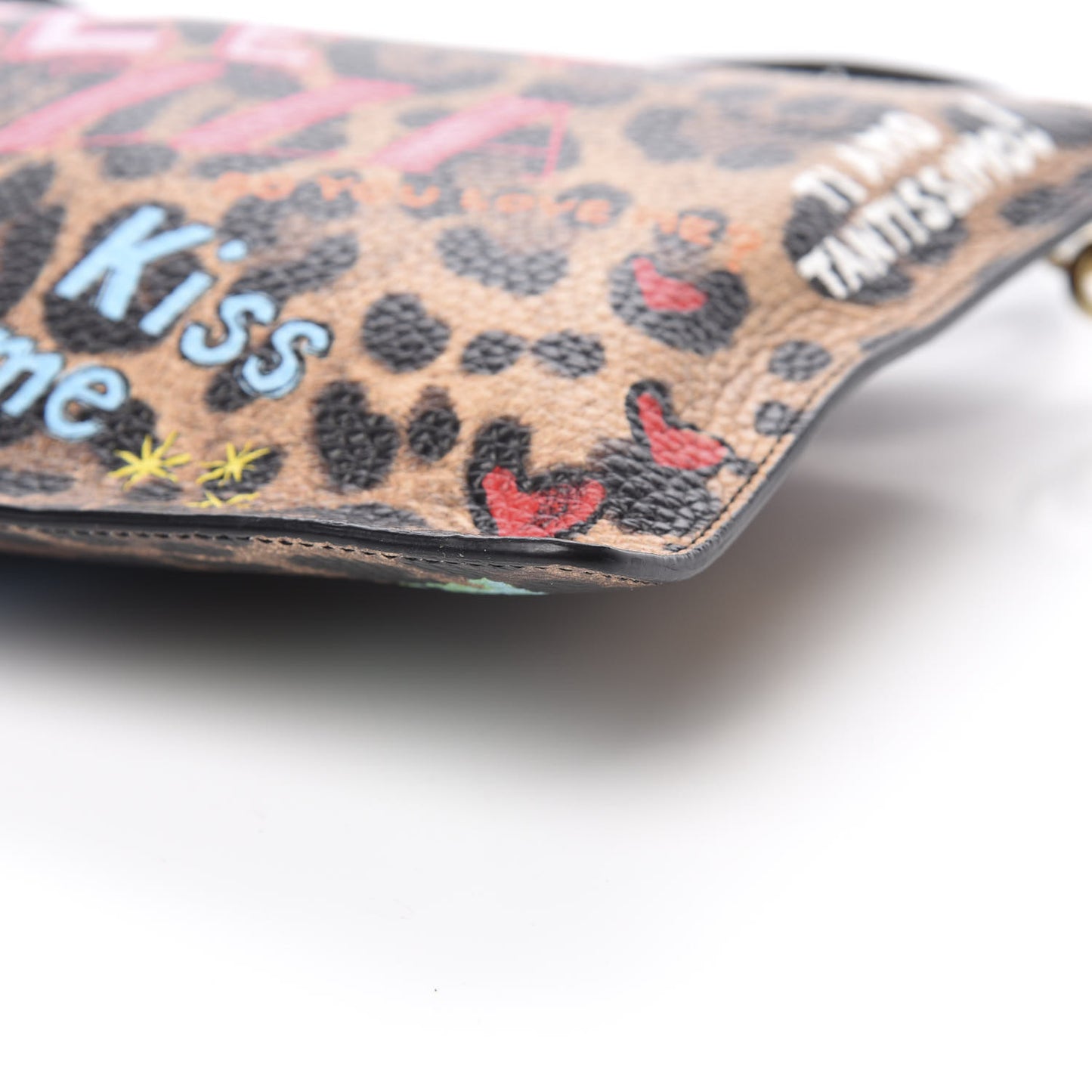 Calfskin Leopard Graffiti Print Crossbody Pouch Multicolor