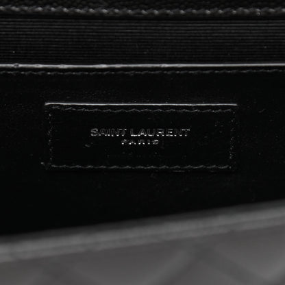 Saint Laurent Grain De Poudre Textured Mixed Matelasse Triquilt Medium Monogram Satchel Black 7 of 10