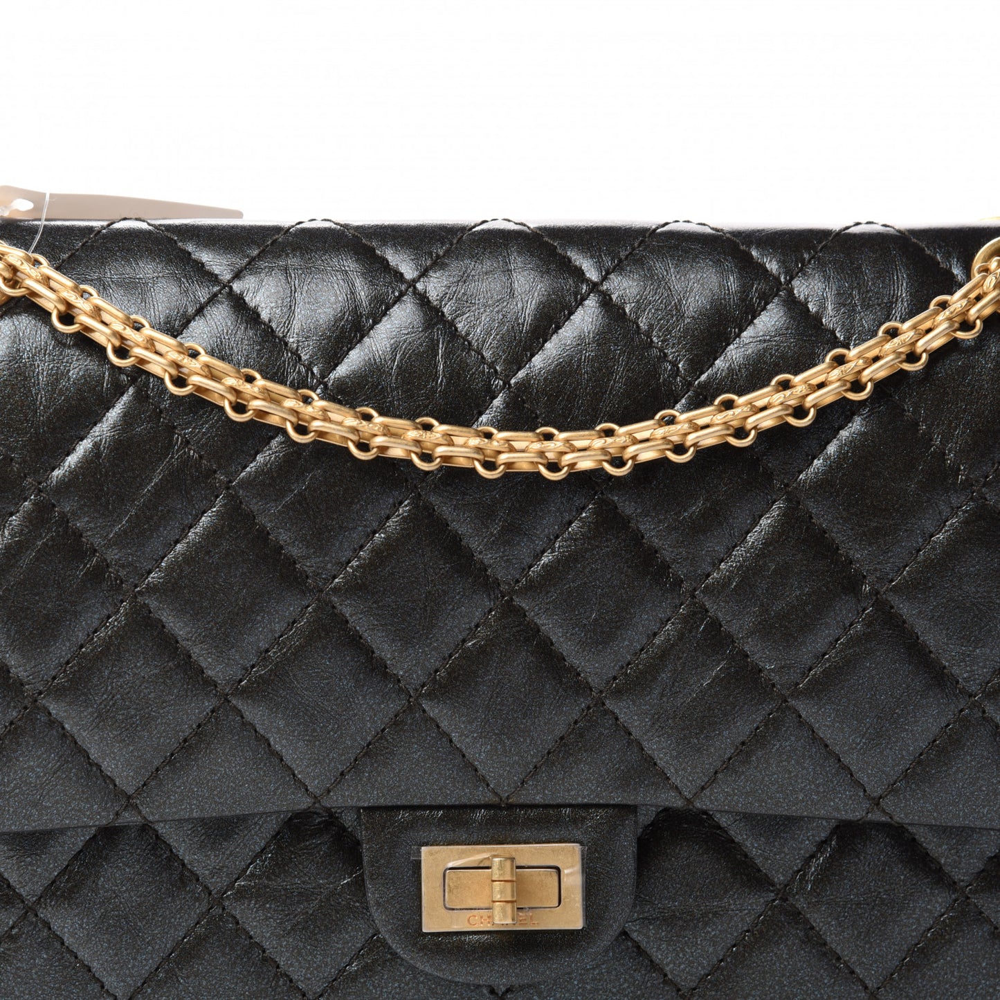 Glittered Aged Calfskin Quilted 2.55 Reissue 226 Flap Black