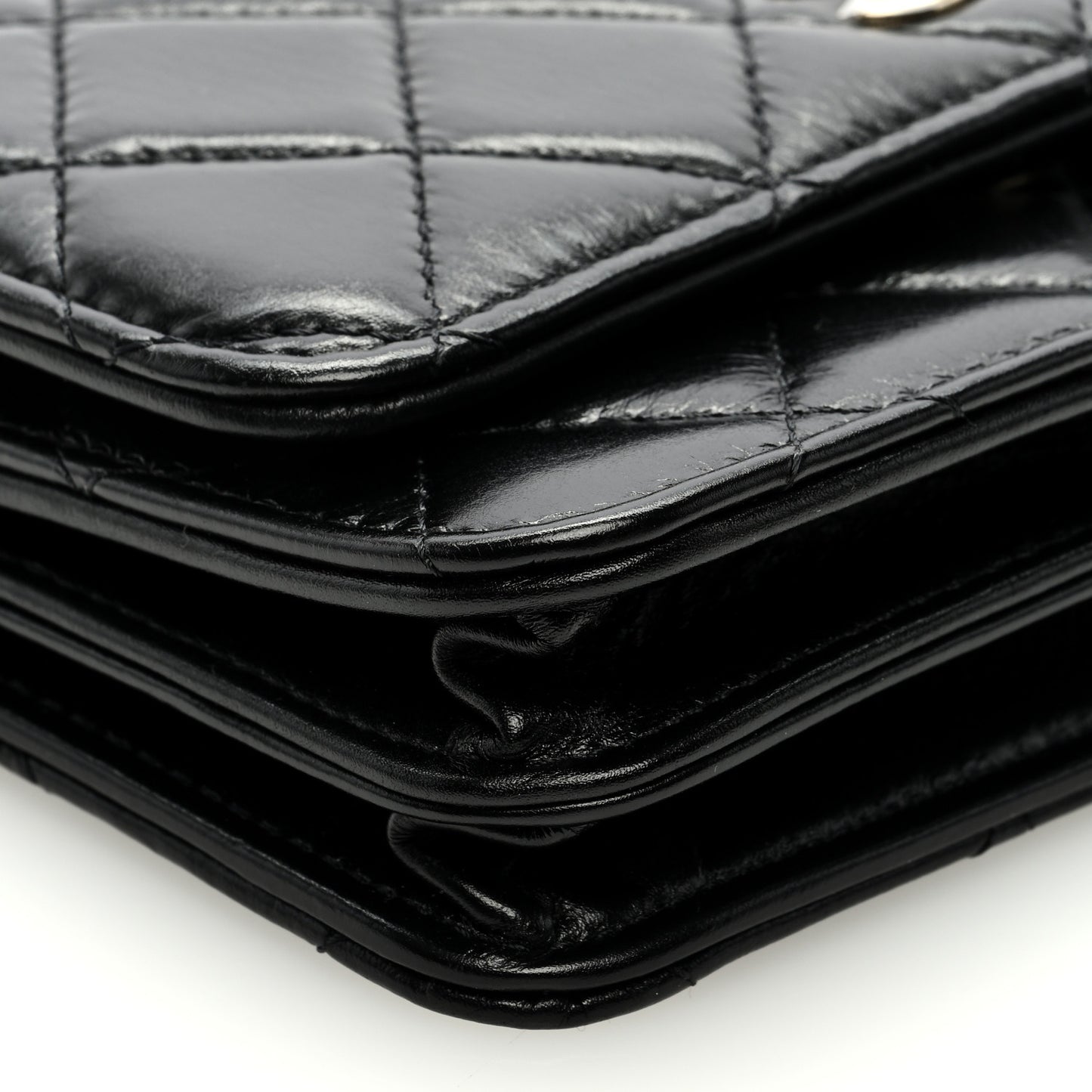 Calfskin Quilted Mini Maxi Pearls Wallet On Chain WOC Black