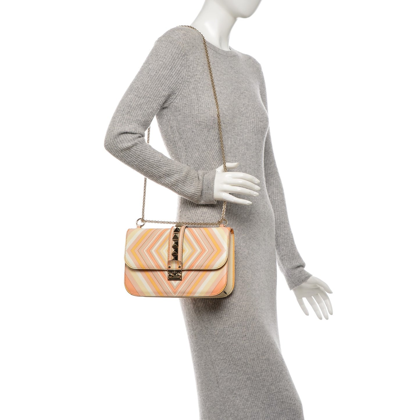Vitello Native Couture 1975 Medium Glam Lock Rockstud Flap Mandarin Sorbet