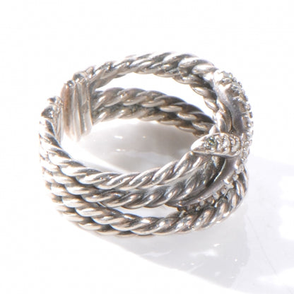 David Yurman Sterling Silver Diamond X Crossover Ring 6 3 of 5
