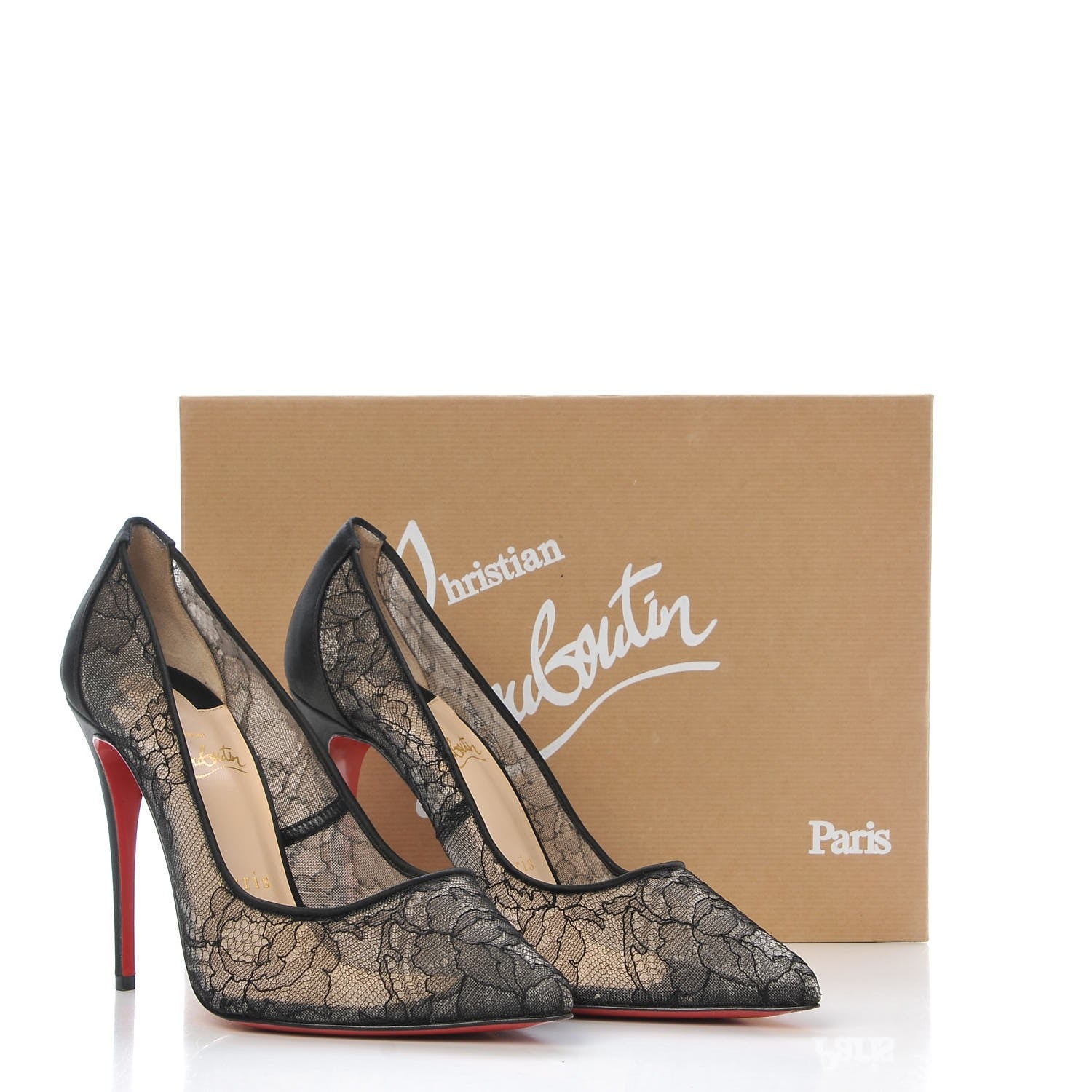 Christian Louboutin Dentelle Chantilly Follies Lace 100 Pumps 37 Black 9 of 9