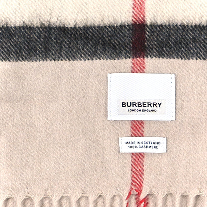 Burberry Cashmere Giant Check Fringe Scarf Stone 3 of 3
