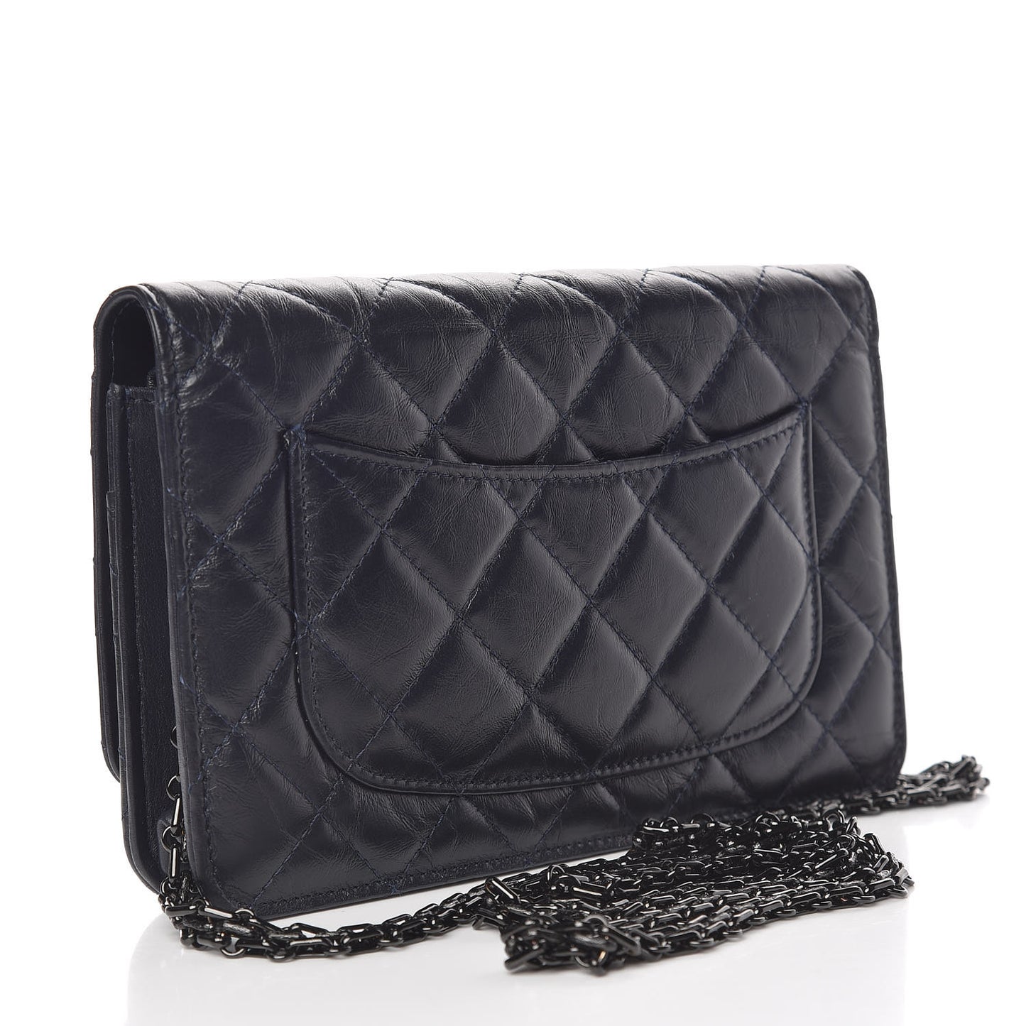 Aged Calfskin Quilted Reissue Wallet On Chain WOC Navy