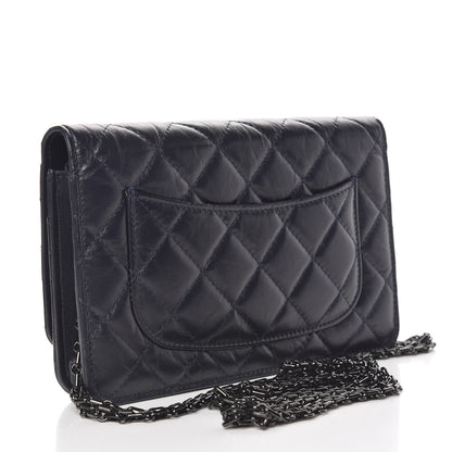 Chanel Aged Calfskin Quilted Reissue Wallet On Chain WOC Navy 3 of 11
