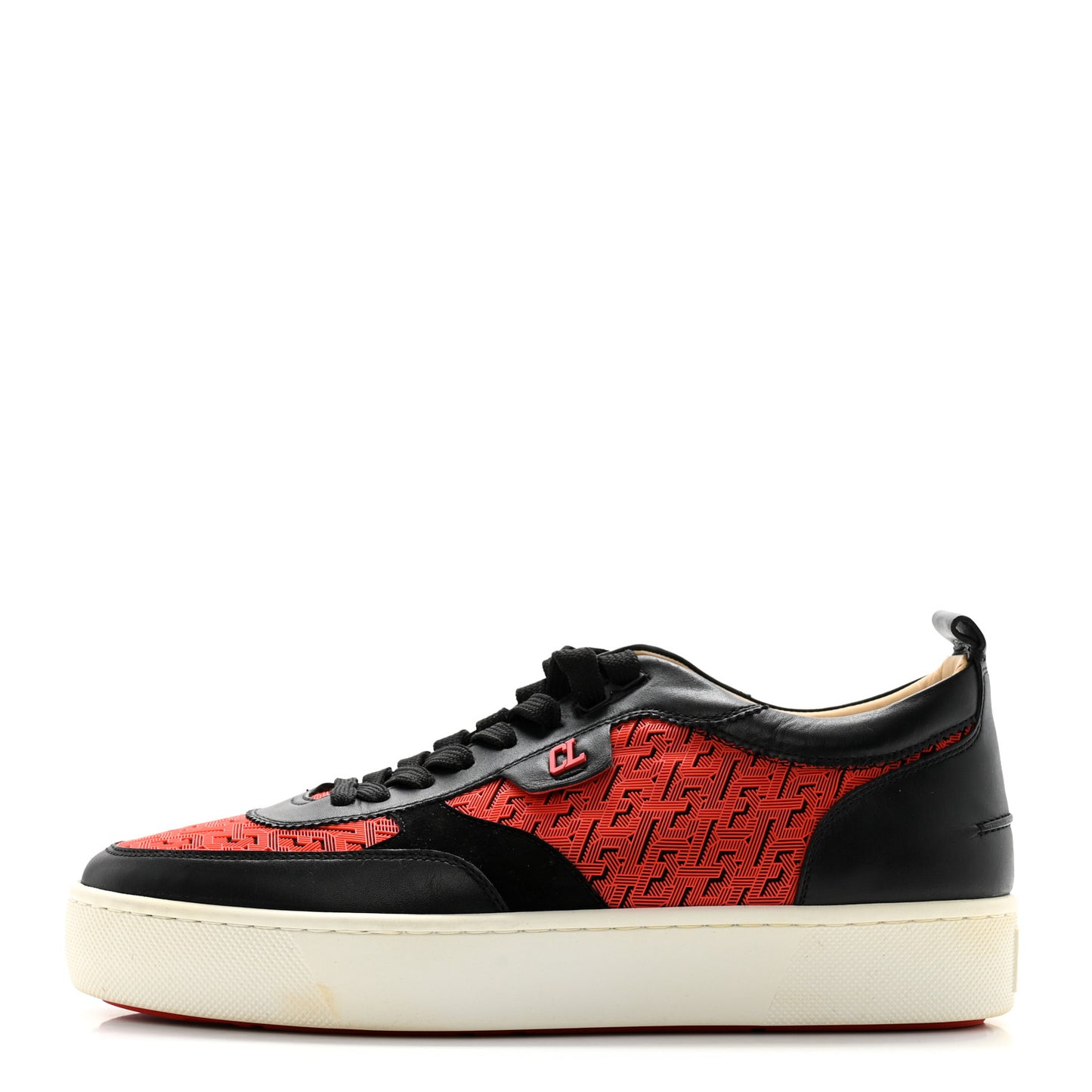 Calfskin Printed Mens Happyrui Techno Flat Sneakers 42.5 Black Smoothie