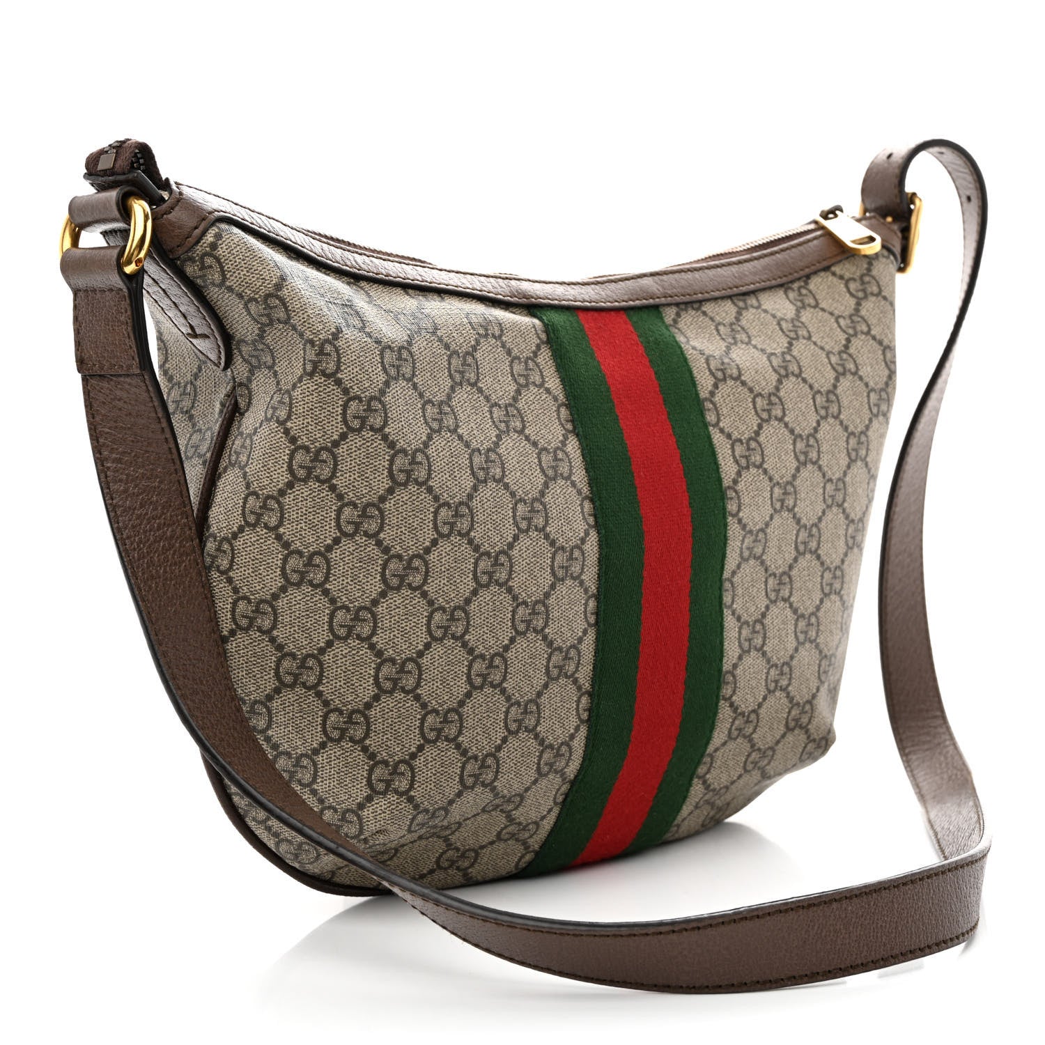 Gucci GG Supreme Monogram Web Small Ophidia Half Moon Hobo Brown 3 of 12