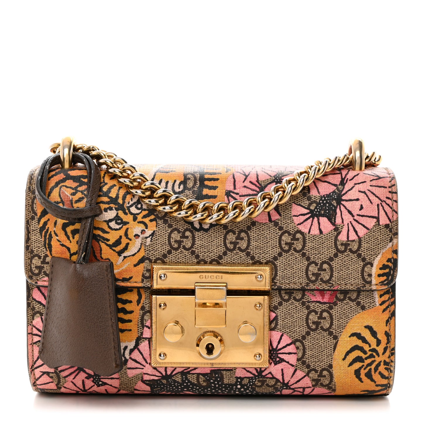 GG Supreme Monogram Bengal Small Padlock Shoulder Bag Beige Pink