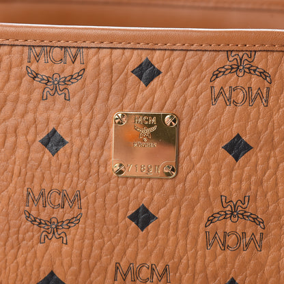 MCM Visetos Medium Anya Top Zip Shopper Tote Cognac 7 of 11