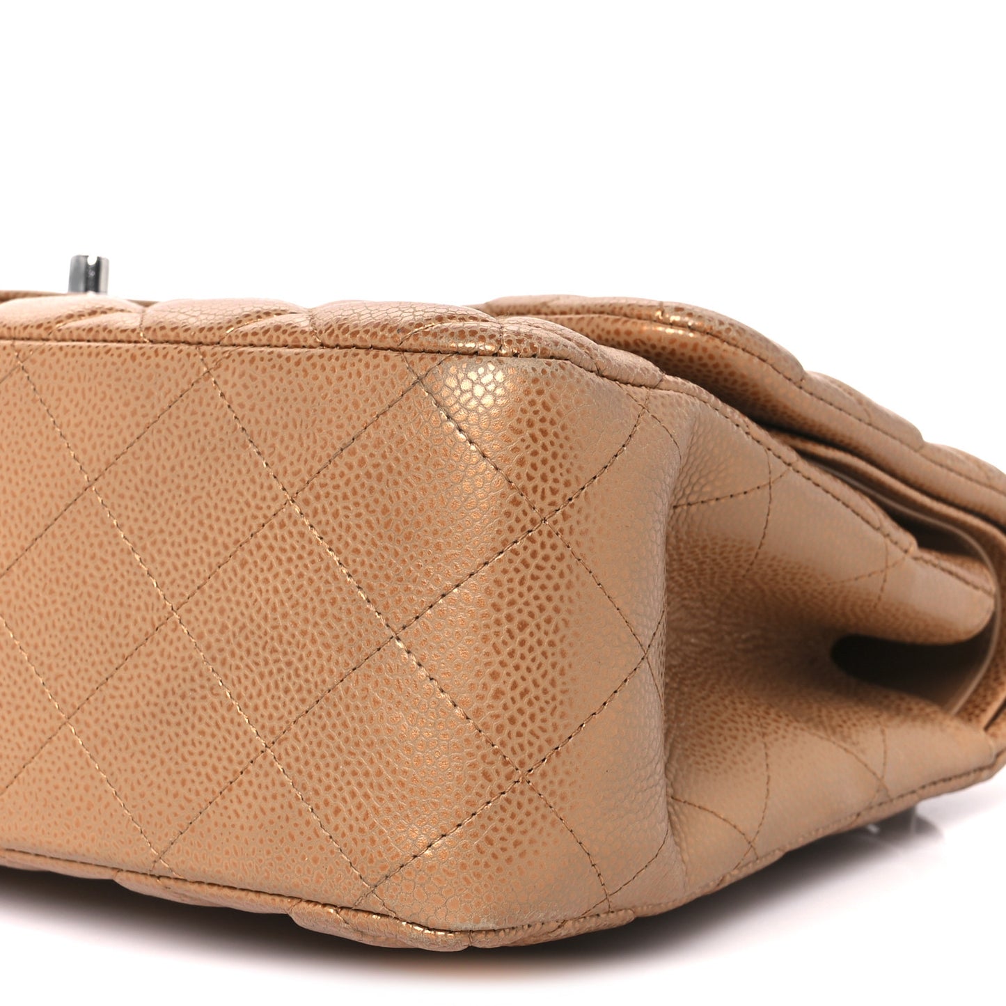 Metallic Caviar Quilted Jumbo Double Flap Copper